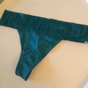 JUICY COUTURE LOGO LACE WAISTBAND THONG EMERALD GREEN SIZE MEDIUM NWOT